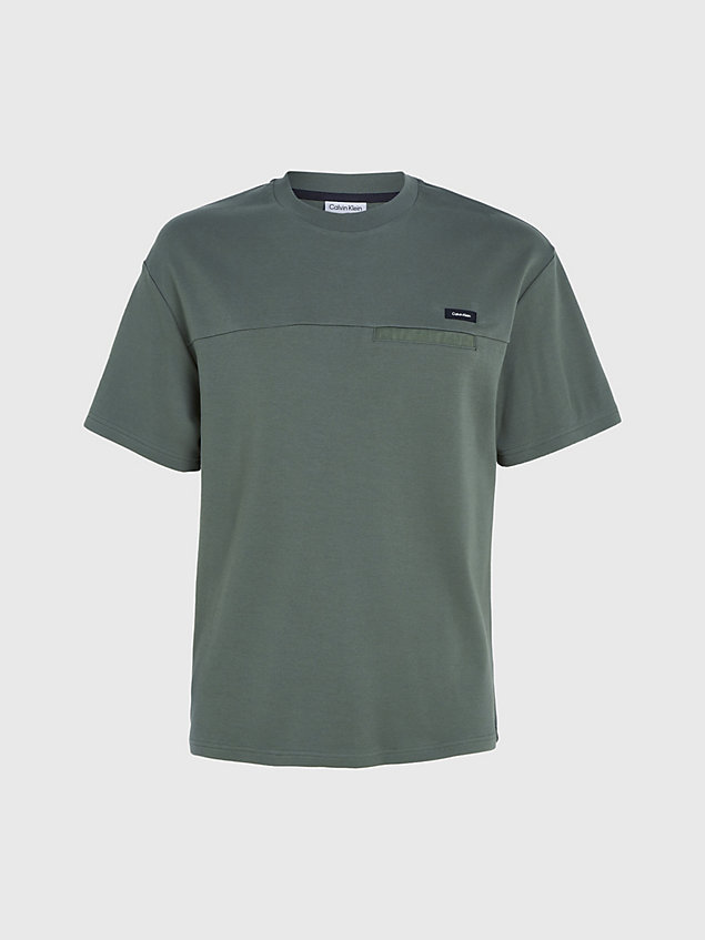 green t-shirt bawełniany z małym logo dla mężczyźni - calvin klein