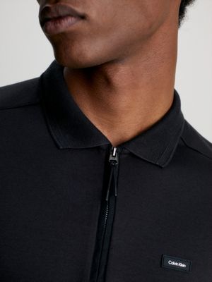 Mens zip clearance neck polo shirt