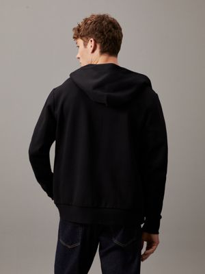 Black cotton zip up hoodie hot sale