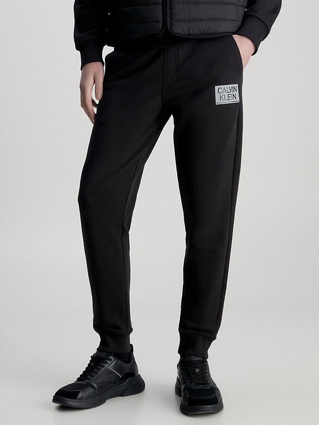 pantaloni da tuta con logo in cotone biologico black da uomo calvin klein