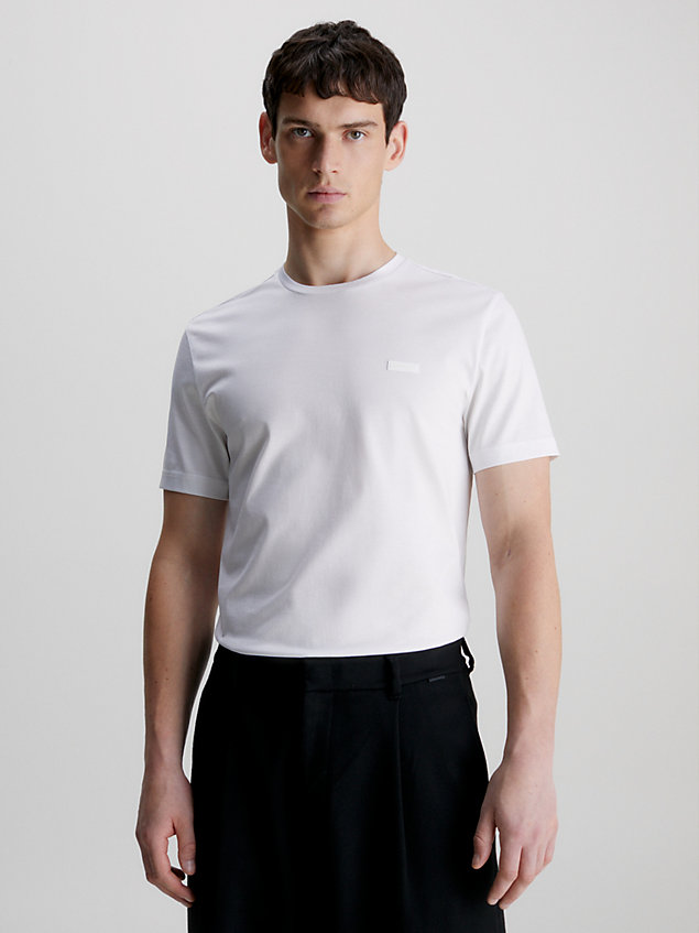 white t-shirt z uszlachetnionej bawełny dla mężczyźni - calvin klein