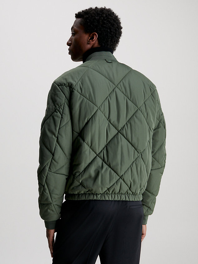 green quilted bomber jacket for men calvin klein