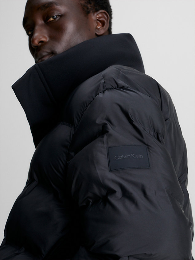 black stitchless quilted puffer jacket for men calvin klein