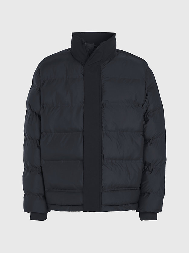 ck black stitchless quilted puffer jacket for men calvin klein