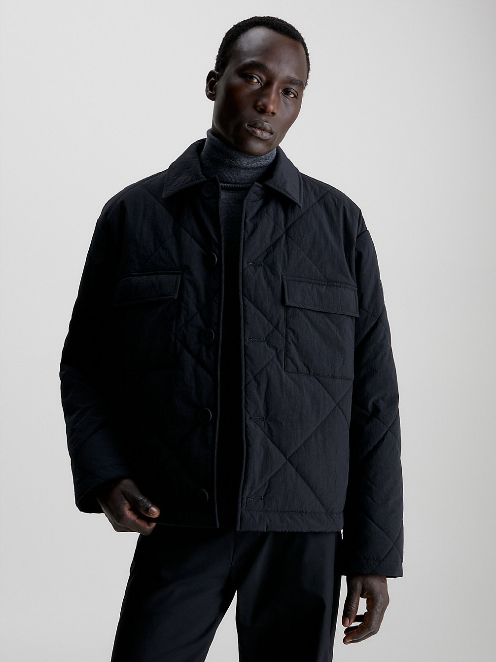 CK BLACK Gestepptes Overshirt Aus Nylon Im Knitter-Look undefined Herren Calvin Klein