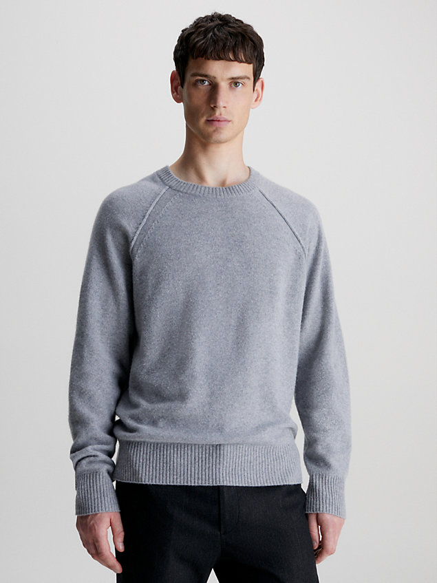 grey sweter wełniany dla mężczyźni - calvin klein