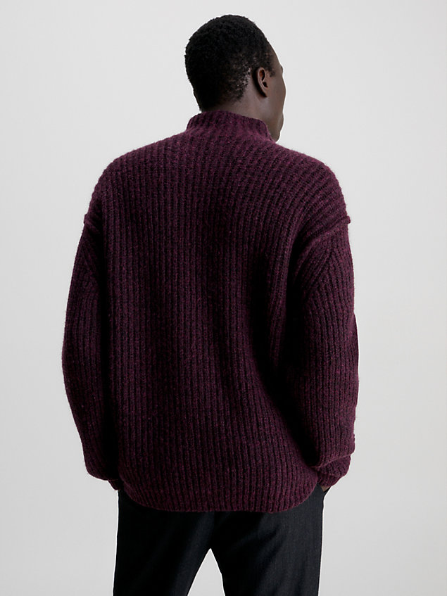 purple strick-sweater im cardigan-look für herren - calvin klein