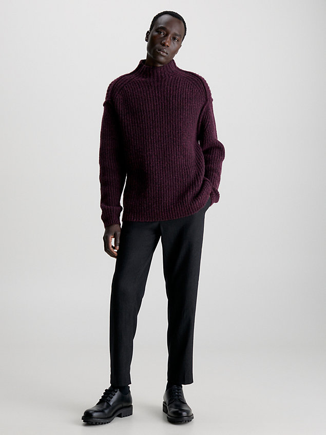 purple half cardigan knit jumper for men calvin klein