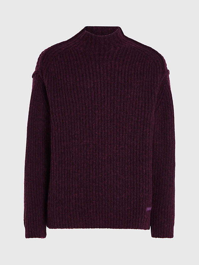 purple strick-sweater im cardigan-look für herren - calvin klein