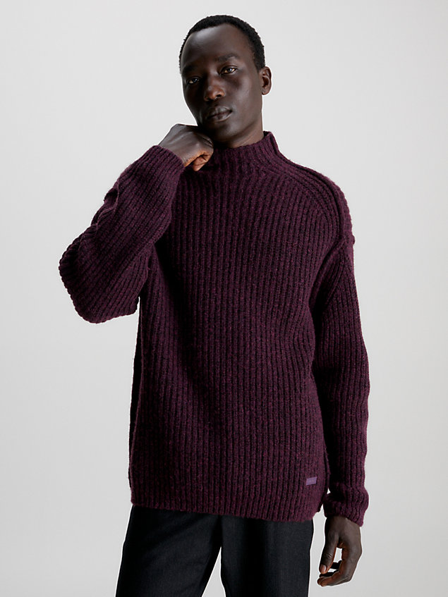 purple half cardigan knit jumper for men calvin klein