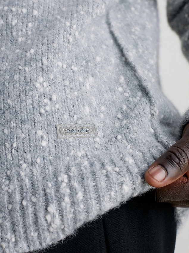 grey gesprenkelter pullover aus alpaka-wollgemisch für herren - calvin klein