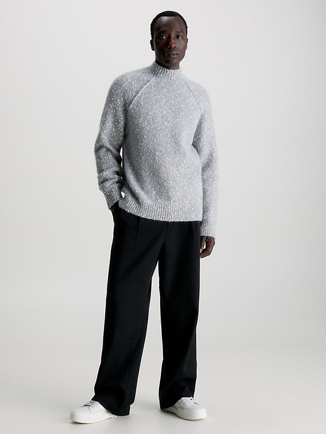 grey nakrapiany sweter z mieszanki wełny alpaki dla mężczyźni - calvin klein