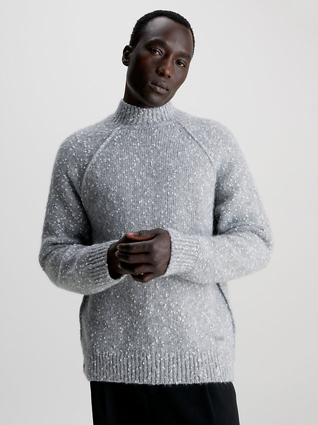 grey nakrapiany sweter z mieszanki wełny alpaki dla mężczyźni - calvin klein