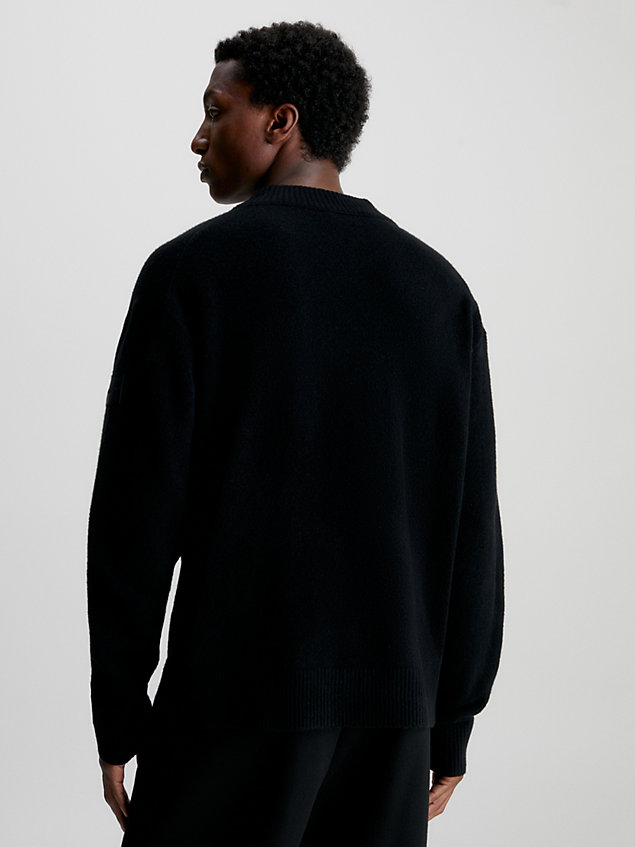 black acrylic blend v-neck jumper for men calvin klein