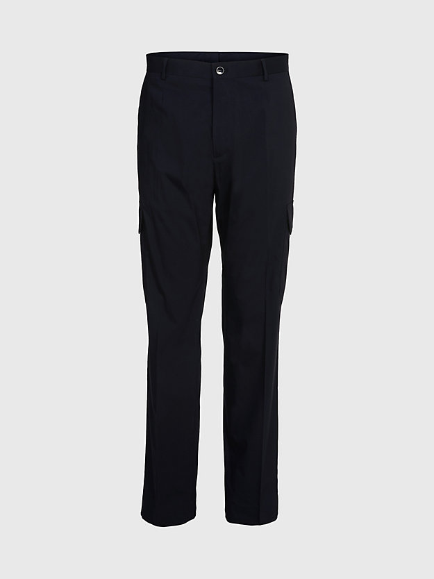 ck black crinkle stretch cargo trousers for men calvin klein