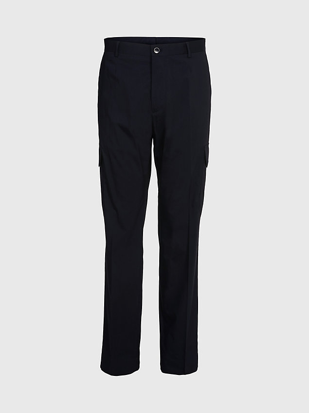 black crinkle stretch cargo trousers for men calvin klein