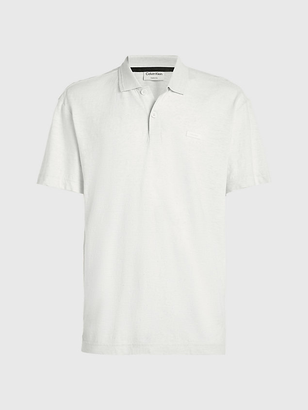 white koszula polo z mieszanki lnu dla mężczyźni - calvin klein