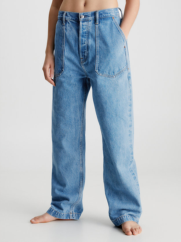 straight jeans multitasche unisex - ck standards coastal blue da uomo calvin klein