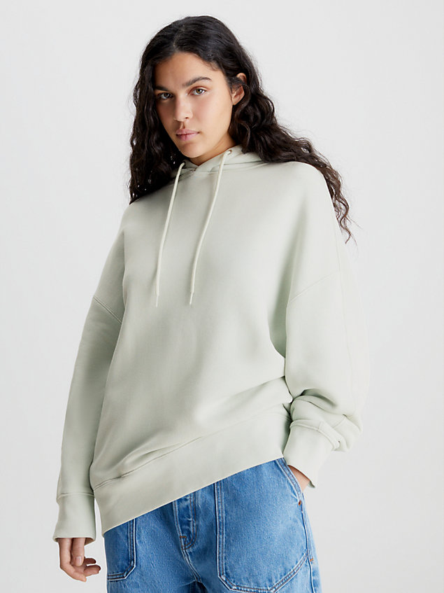 green unisex relaxed hoodie - ck standards for men calvin klein
