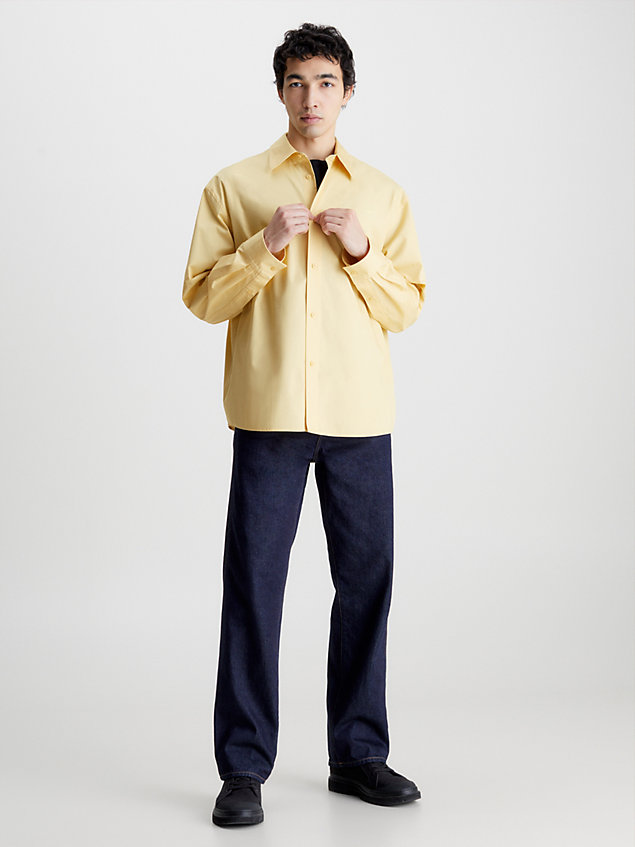 beige koszula unisex z bawełny z twillem - ck standards dla mężczyźni - calvin klein