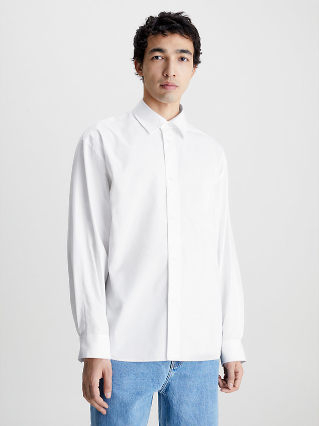 chemise unisexe en sergé de coton - ck standards white pour hommes calvin klein