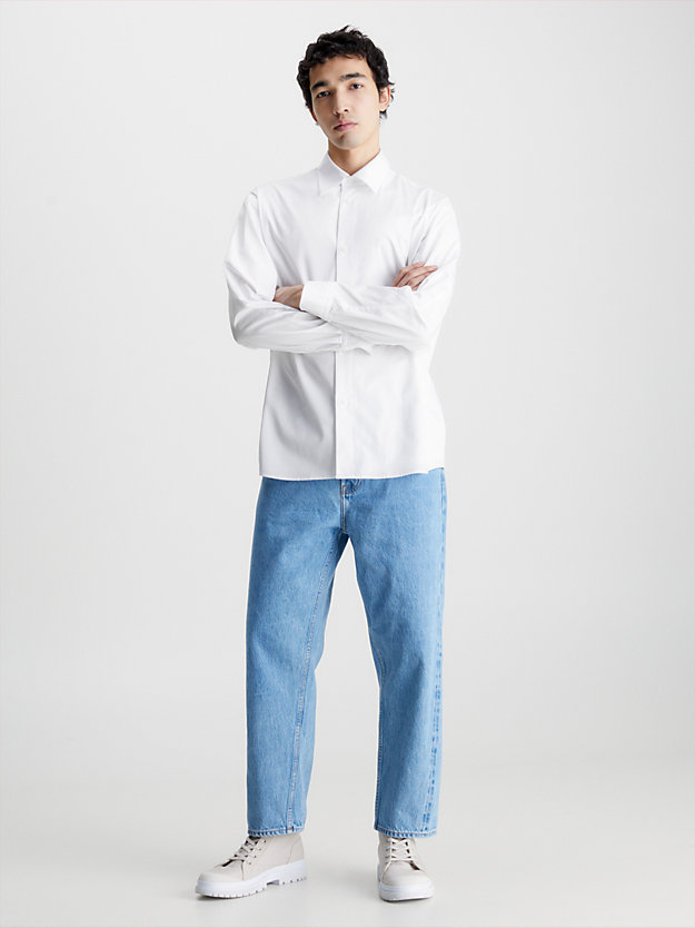 camiseta unisex de sarga de algodón - ck standards brilliant white de hombre calvin klein