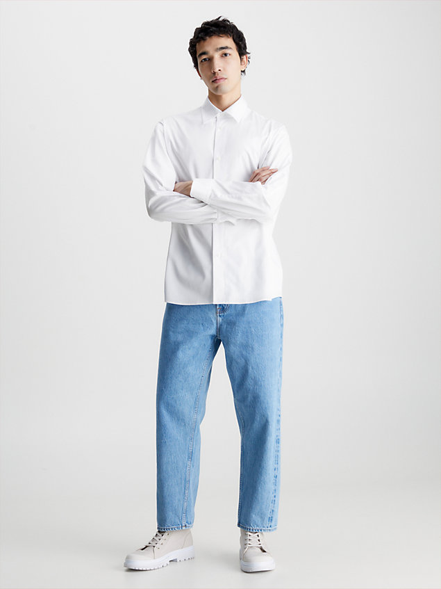 white unisex cotton twill shirt - ck standards for men calvin klein