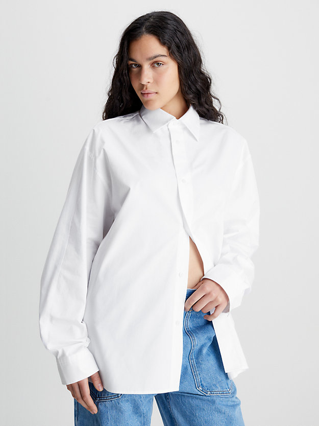 brilliant white unisex cotton twill shirt - ck standards for men calvin klein