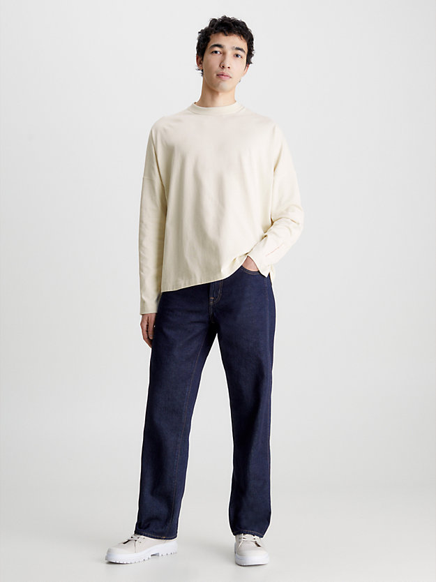 camiseta de manga larga unisex con estampado - ck standards bone white de hombre calvin klein