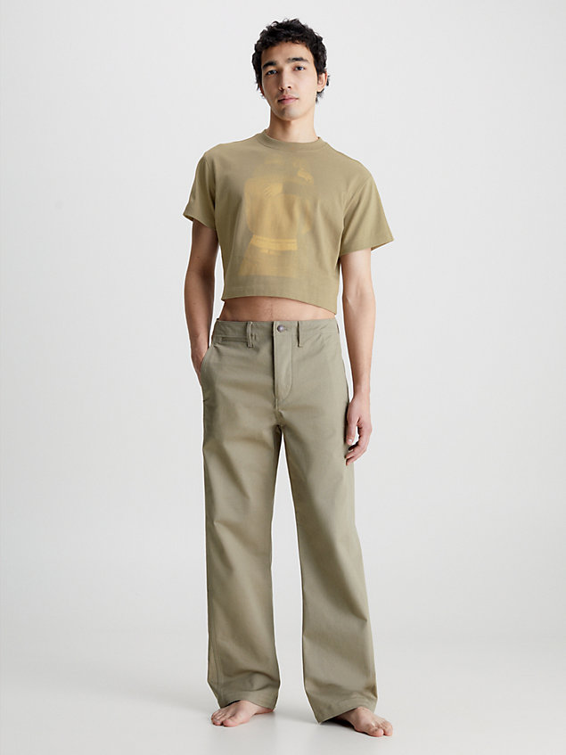 green unisex cropped printed t-shirt - ck standards for men calvin klein