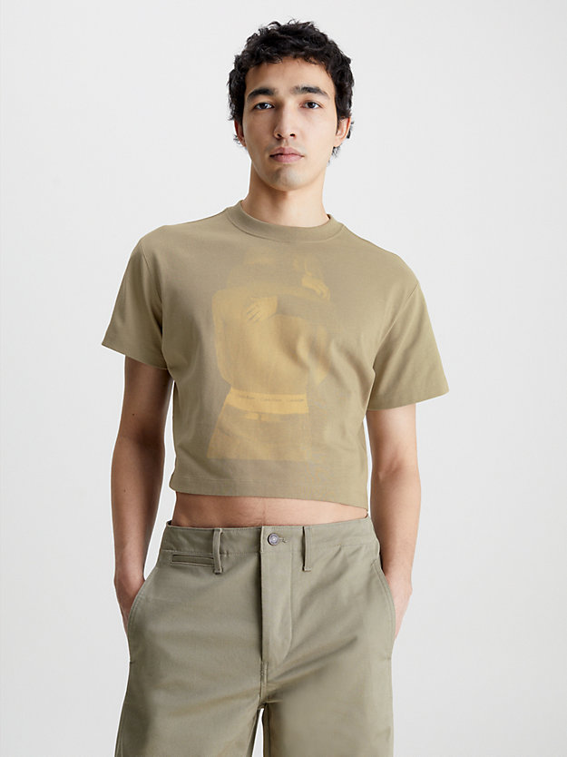 MOLDED CLAY Unisex Cropped Printed T-shirt - CK Standards for men CALVIN KLEIN