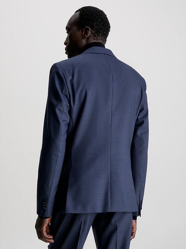 blue slim houndstooth suit blazer for men calvin klein