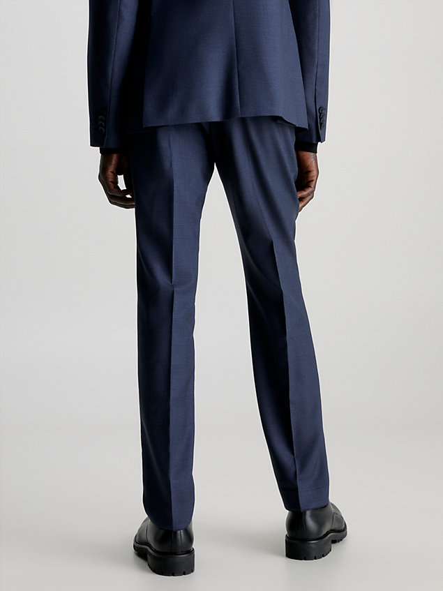 blue wąskie spodnie garniturowe w pepitkę dla mężczyźni - calvin klein
