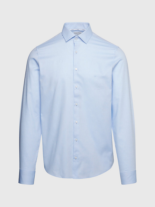 blue slim textured twill shirt for men calvin klein