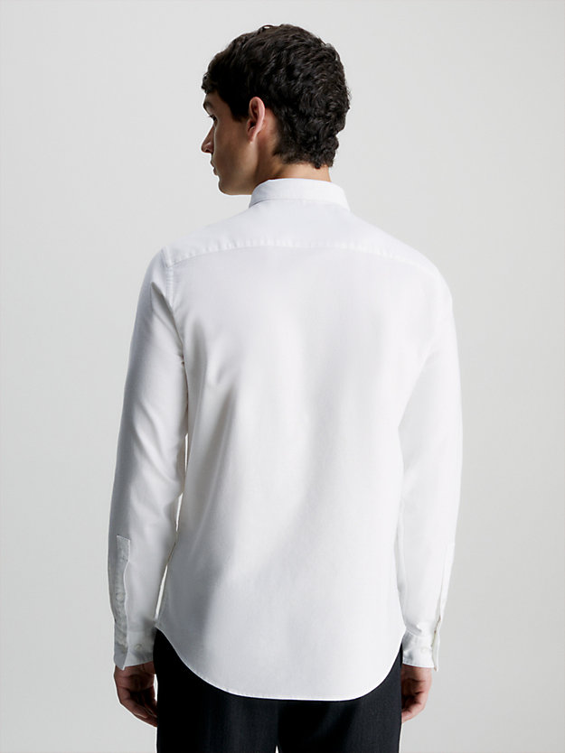 bright white oxford stretch shirt for men calvin klein