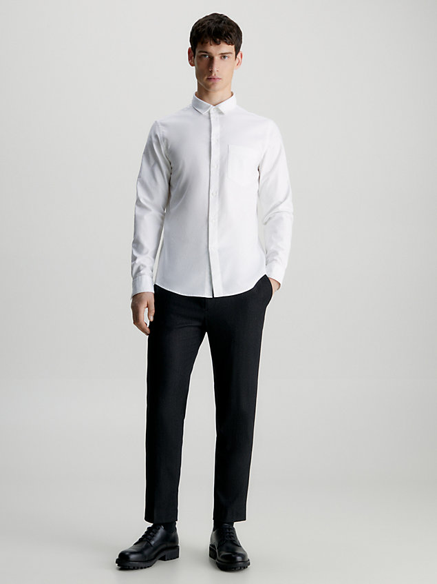 white koszula oxford ze stretchem dla mężczyźni - calvin klein