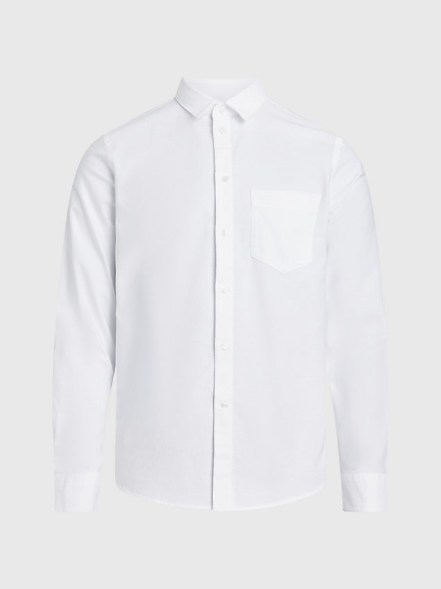 camicia elasticizzata oxford white da uomo calvin klein