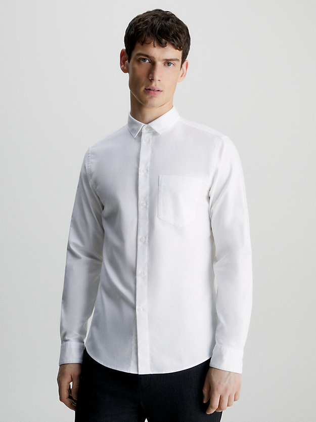 bright white oxford stretch shirt for men calvin klein