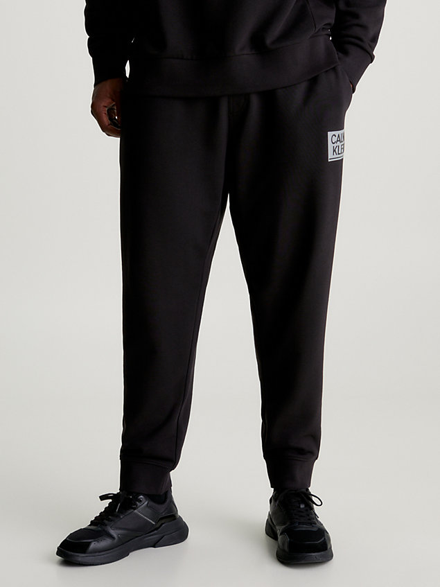 black spodnie dresowe plus size z logo dla mężczyźni - calvin klein