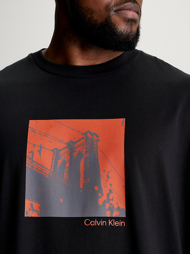 camiseta con estampado fotográfico de talla grande black de hombre calvin klein