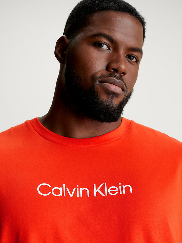 orange plus size logo t-shirt for men calvin klein