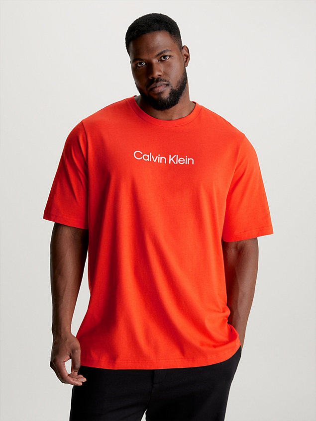 orange plus size logo t-shirt for men calvin klein