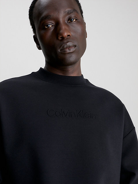 black logo-sweatshirt für herren - calvin klein