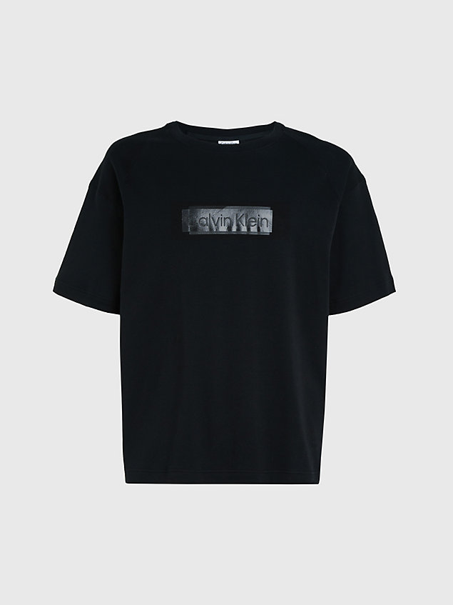 t-shirt con logo in cotone black da uomo calvin klein