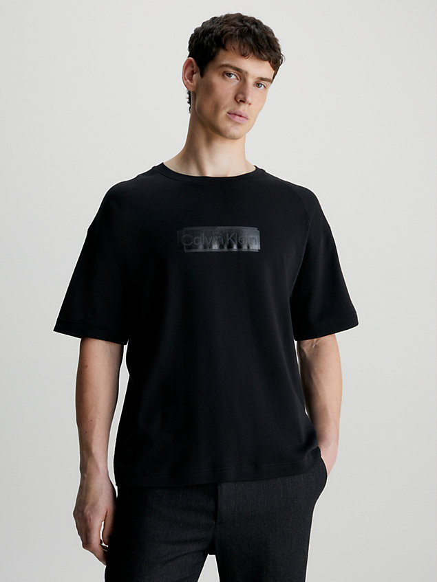 black t-shirt bawełniany z logo dla mężczyźni - calvin klein