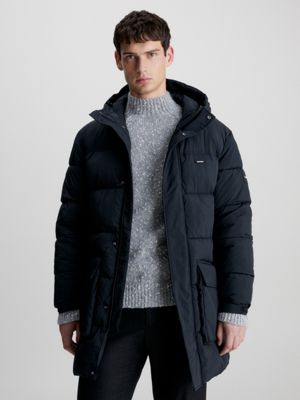 Calvin klein mid length cheap side knit packable jacket