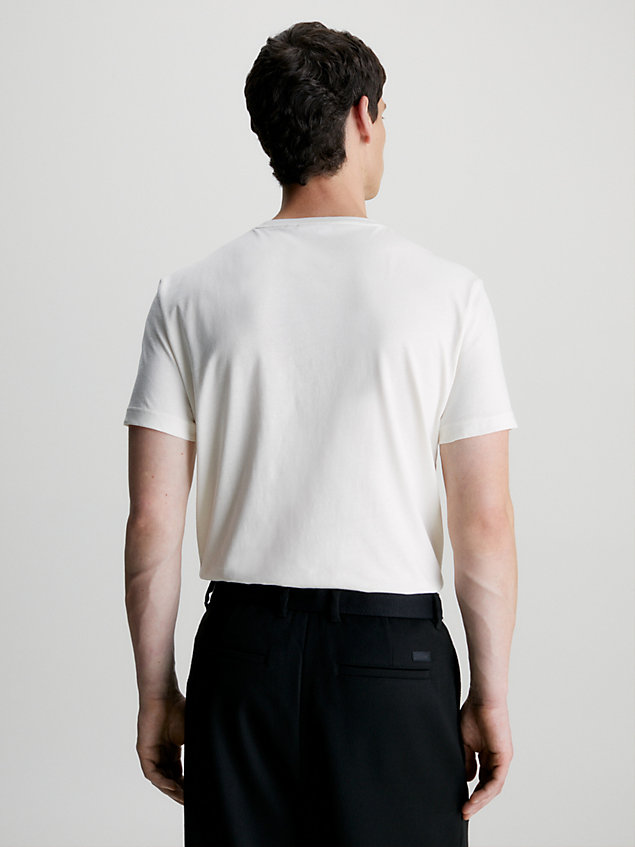 camiseta de algodón con logo pequeño white de hombre calvin klein