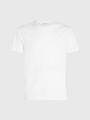 white t-shirt bawełniany z małym logo dla mężczyźni - calvin klein