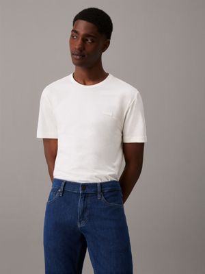 white cotton jersey t-shirt for men calvin klein