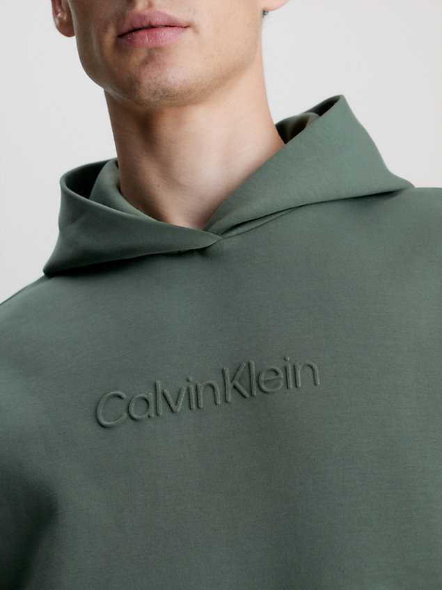 green bluza z kapturem z logo dla mężczyźni - calvin klein
